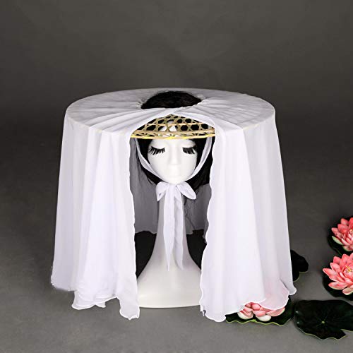 Sunnyhill Handmade Chinese Ancient Chivalrous Bamboo Hat with White