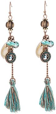Vintage Bohemian Ethnic Tassel Fringe Leaf Stones Earrings For Women Jewelry Charms E020231