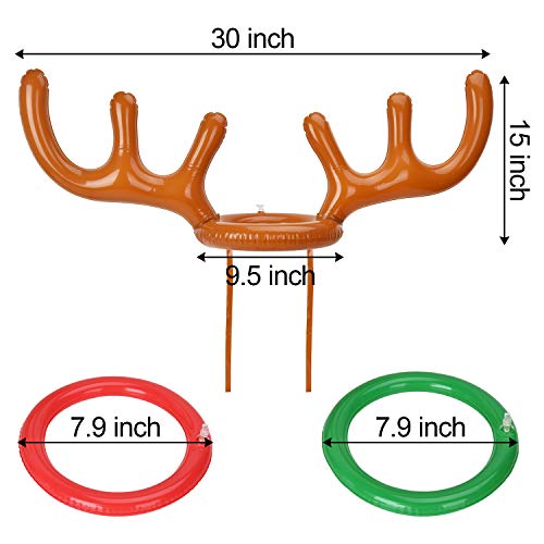 Browill [2+8] Inflatable Antler Ring Toss, Reindeer Ring Toss Stocking Stuffers for Christmas Party Games Funny Gifts Under 10 Dollars Pin The Nose on Rudolph Kids Adults Family & Office Party Favors - Thumbnail 5