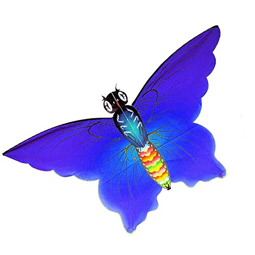 Besra Huge Colorful Butterfly Kite Single Line Easy To Fly Insect Nylon Kite With Handle & Strings for Kids & Adults (Blue)