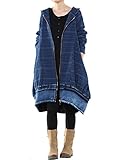 Mordenmiss Women's New Loose Fit Zipper Up Denim Trench Coat with Pockets