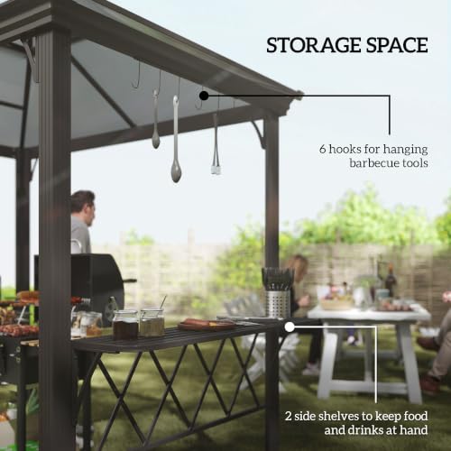 Outsunny 9x5 ft Hardtop Grill Gazebo with Polycarbonate Roof UV Protection image 18