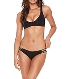 Blooming Jelly Women's Sexy Round Neck Racerback Strappy Bikini Set Swimsuit Black (S)
