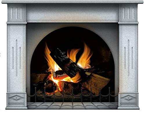 lepni.me Vinyl Fireplace Wall Sticker - Wallpaper Graphic Decoration for Bedroom or Living Room in Your Apartment or House - Livens Up a Workplace or Home and It Feels Warmer Than It is , Medium, Ivory