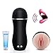 Male Masturbator Cup Sex Toy with Removable Vibration Bullet, HOLYVO Realistic Silicone Luxury Pocket Pussy Stroker with Controllable Tantalizing Porn Star Moaning Feature for Life Like Experience