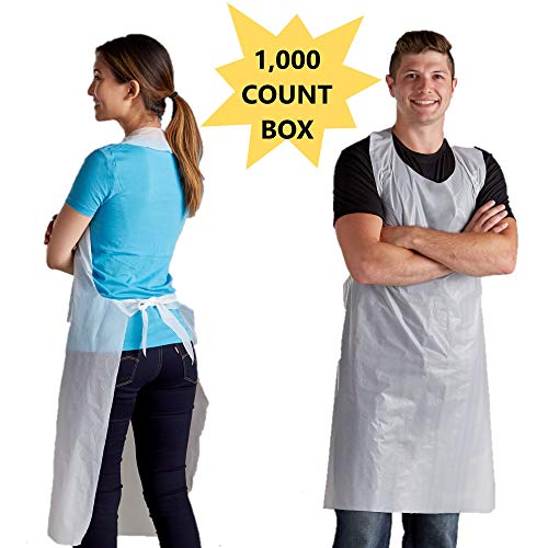 Disposable Poly Aprons 1000 pack 28 X 46 inches Large White Protective Apron for Commercial or Household Use - Throw Away for Hair Salon Spa or Art Studio - Thumbnail 7