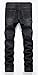NITAGUT Men's Ripped Slim Fit Tapered Leg Jeans Smoke Black-US 34