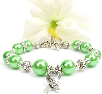 Green Awareness Hope Ribbon Bracelet, Spinal Cord Injury, Traumatic Brain Injury, Leukemia Stem Cell