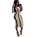 Women's Sexy Striped Off Shoulder Cocktail Party Midi Club Skirt Evening Slim Cocktai Dresses
