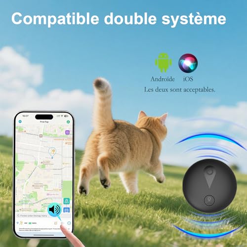 Collare GPS Gatto,GPS per Cani Supporta Sia I Sistemi iOS che Android, Localizzatore GPS per Cani in Tempo, Batteria A Lunga Durata, Localizzatore per Animali Domestici Impermeabile-Nero