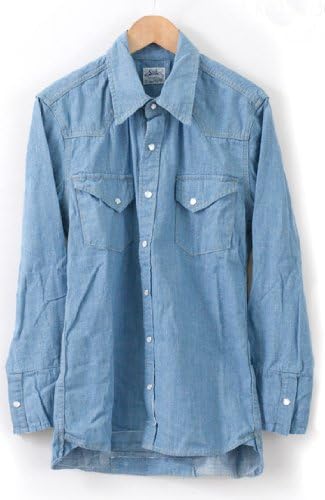 Amazon Co Jp ９分袖デニムウエスタンシャツ L Blue 服 ファッション小物