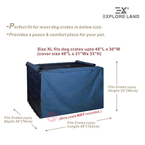 Explore Land Dog Crate Cover for 48 Inches Wire Cage, HeavyDuty