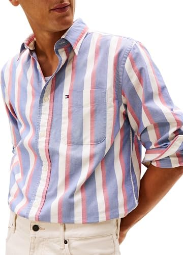 Heritage Oxford Icon STP MW0MW41695 Camisola Masculina Esquerdo/S, Azul, M, Azul (Azul Cunha / Múltiplas Riscas), M