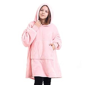 EJOYDUTY Oversize Kids Wearable deken Hoodie voor meisjes jongens, gooi dekens Sweatshirt met mouwen en zak voor…