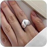 IRCOMULTI Minimalist Adjustable Polished Gold Heart Open Ring Dainty Plated Heart Stackable Ring Chunky Metal Finger Rings Jewelry for Women