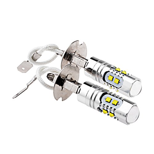 2x 50W 7000K Cree White H3 Projector LED Bulb For Auto Car Head Fog Daytime Running Light DRL