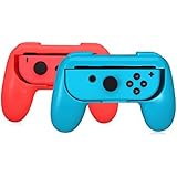 Lammcou Jon Con Grip, Joy-con Handle Grip for Nintnedo Switch Console Joy Con Controller in NS Nintendo Switch Multiplayer Games Mario Kart Super Mario Odyssey Street Fighter 2 - Blue&amp;Red