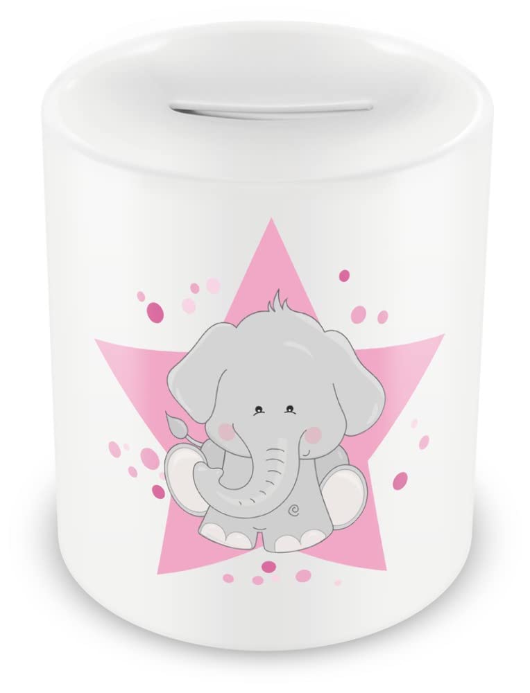 Samunshi® Children's Box with Cute Elephant Animal Motif - Boys and Girls Piggy Bank Box White