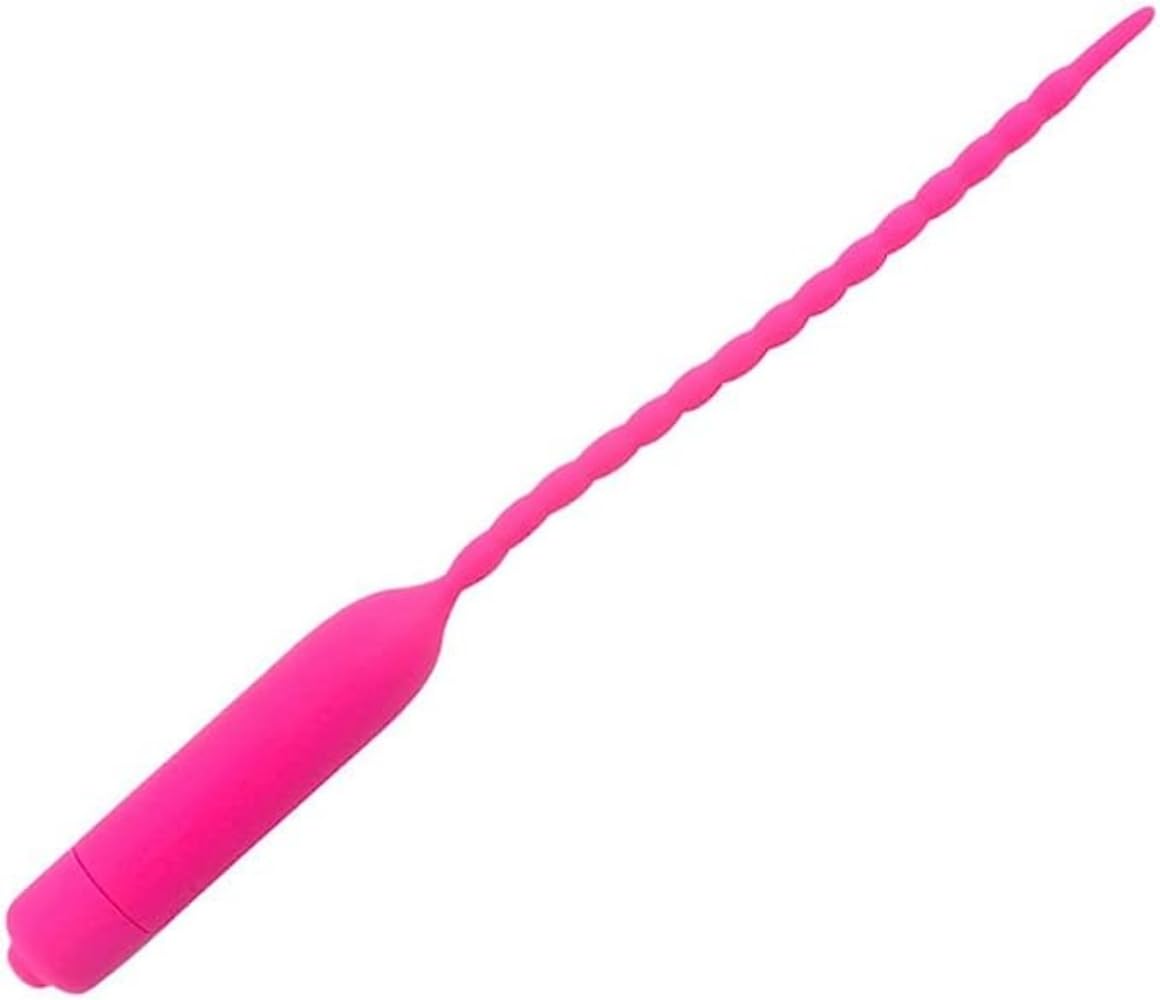 Silicone Urethral Plug Vibrating Urethral Sounds Penis Stretcher Dilator Male for Men Urethral Masturbation Pink(15 cm)