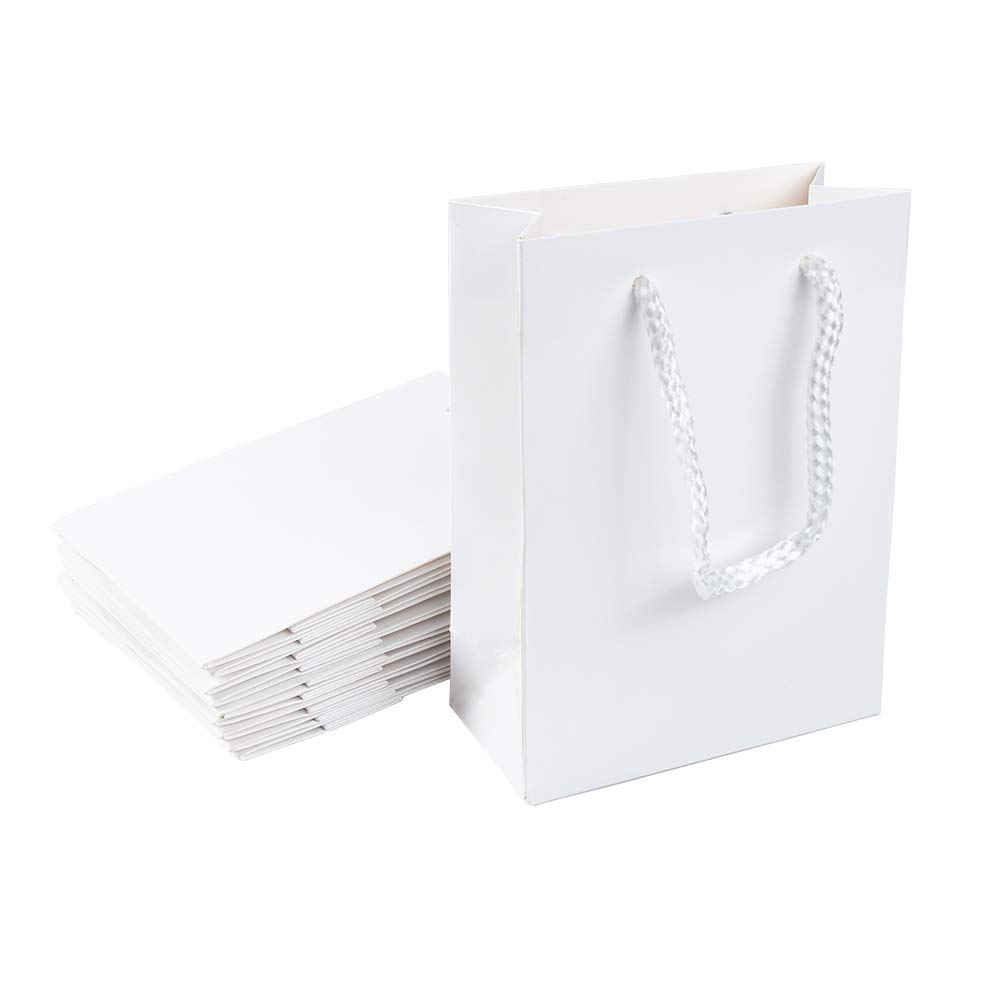 NBEADS 10 Pcs White Hangover Kit Paper Bag, 16x12x5.7cm Leaving Gift Bag Shopping Gift Bags with Nylon Cord Handles for Bachelorette Party, Bridal Shower, Wedding Party