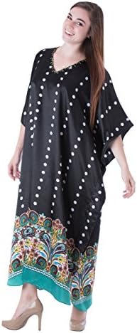 Women's Poly Satin Caftan Night Garden One Size