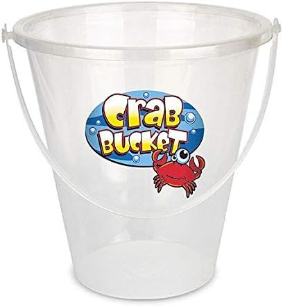 2x 5 Litre Clear Crabbing Bucket With Crab Print - Summer Outdoor Beach Fun!