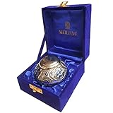 Mushroom Shaped Mini Keepsake Funeral Urn - Brass Cremation Urns for Human Ashes Adult or Pet - Fits a Small Amount of Cremated Remains - Display Burial Urn at Home or Office (Blue Flowers Baby Urn