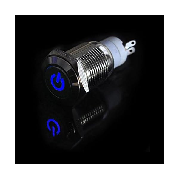 GBSELL-12V-16mm-LED-Power-Push-Button-Switch-Silver-Aluminum-Metal-Latching-Type