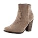 Breckelle's Heather-34W Faux Suede Chunky Heel Synthetic Ankle Boots for Women Beige Suede 8
