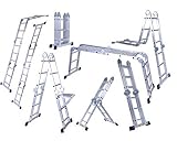 Amaze (8.5 Ft. With Running Platform And Square Work Shelf) Folding Multipurpose Aluminium Step Self Supported Platform Ladder (260 cm)
