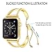 WONMILLE Bracelet for Apple Watch Band 38mm, Classy Stainless Steel Jewelry Bangle for iWatch Bands Strap Wristbands Unique Fancy Style for Women Girls with Pendant and Tassel (Gold Colored-38mm)