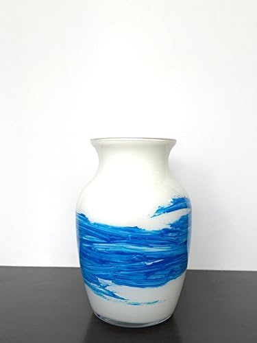 White and Blue Vase Hand Painted Glass Waterproof