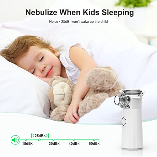 Nebulizer Machine for Adults and Kids with 1 Set Accessory, Portable Handheld Nebulizer for Travel and Household Use, Quiet Cool Steam Inhaler for Breathing Problems with Autoclean Mode