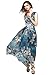 Joy EnvyLand Women V-neck Flower Prom Party Tunic Long Cocktail Beach Dress,Blue, S.