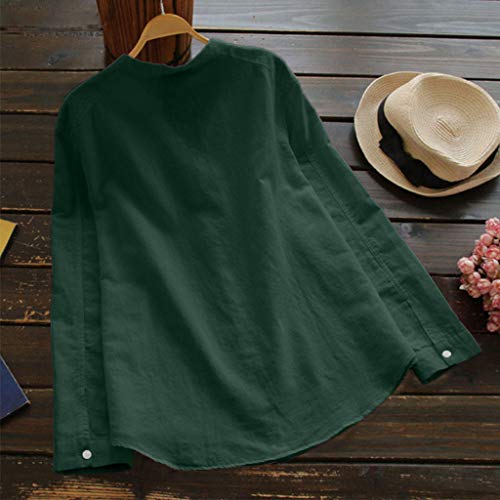 Miuye yuren-Women Short Sleeve Loose Casual V-Neck Floral T-Shirt Tops Green