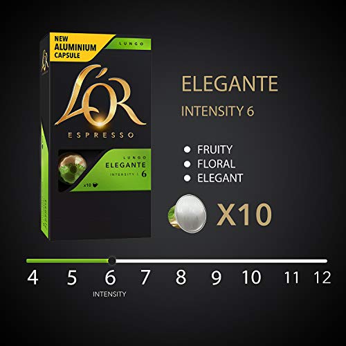 L’OR Espresso Kaffee Lungo Eleganta Intensität 6 – Nespresso®* kompatible Kaffeekapseln aus Aluminium - 10 Packungen mit… – Bild 3