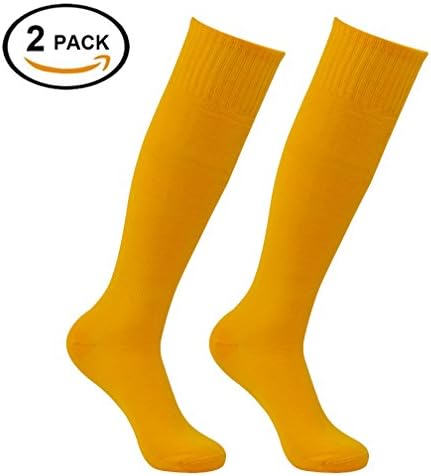 Baesball Socks,Feelingway Mens Womens Youth Over the Calf Rugby Boots Soccer Socks 2 Pairs-Orange