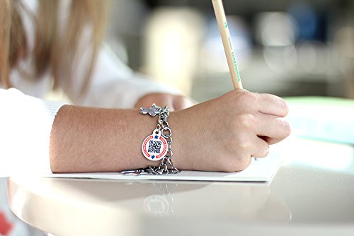 Dynotag Web Enabled Smart Medical ID/Emergency Information Charm Bracelet Tag + Lobster Clasp with DynoIQ & Lifetime Service. Steel, 22mm dia. - Thumbnail 4