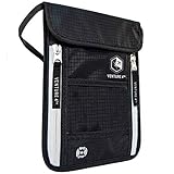 Venture 4th Passport Holder Neck Pouch With RFID Blocking - Concealed Passport Wallet (Black)