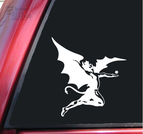 Black Sabbath's Fallen Angel Vinyl Decal Sticker (4" X 3.8", White)