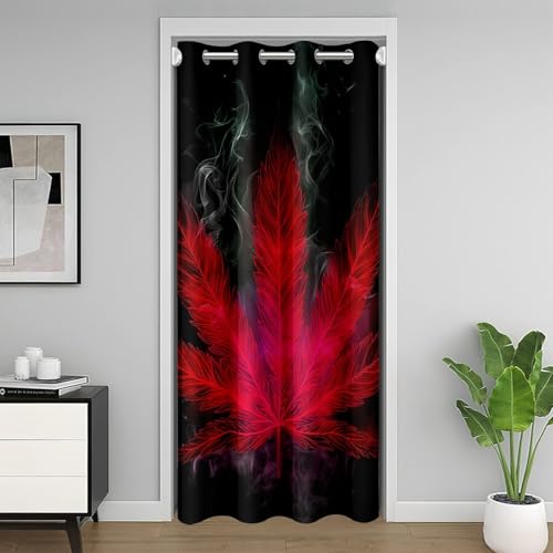 Erosebridal Red Leaves Door Curtain