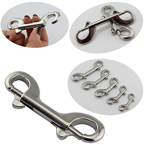 2-Pack 316 Stainless Steel Double Ended Bolt Snap Hook 3-1/2'' Double End Bolt Snaps Hooks Scuba Diving Clips Marine Grade for Water Bucket/Dog Leash/Pet Feed Bucket & Hammock/Horse Tack and More - Thumbnail 5