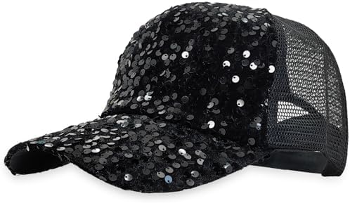 #168-I Fabulous Black Sequin C.C Visor The Alabama Girl Glitter Visor Black | Tennis Warehouse main image 3