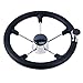 Amarine Made 5 Spoke Boat Marine Destroyer Steering Wheel 13-1/2 Inch with Black Foam Grip and Knob
