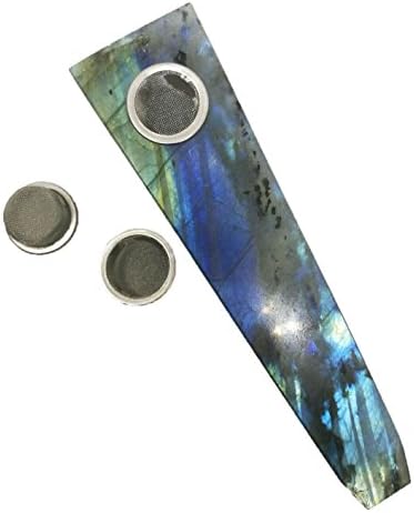 Yinglai Labradorite Natural Quartz Crystal Point Wand Obelisk Gemstone Healing with 3PCS Metal Filters about 3.8-4.3 inches
