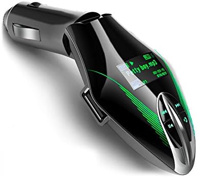Limisource In-Car Bluetooth FM Transmitter Radio Adapter Car Kit with Song Name Display and 5V 2.1A USB Car Charger AUX Cable Remote Control