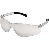 Crews BK219 BearKat Polycarbonate Indoor/Outdoor Clear Mirror Lens Safety Glasses with Non-Slip Hybrid Black Temple Sleeve, Small, 1 Pair