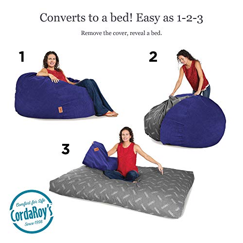 CordaRoy's Corduroy Bean Bag Chair, Convertible Chair Folds from Bean Bag to Bed, As Seen on