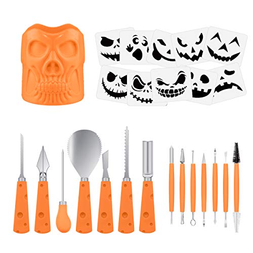 Ceephouge Halloween Pumpkin Carving Kit, 15 Pcs Heavy Duty Stainless