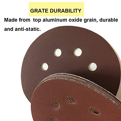 5-Inch Hook and Loop Sanding Discs [20 PCS] for Orbital Sander, Assorted Sandpaper 80 240 400 600 Grits